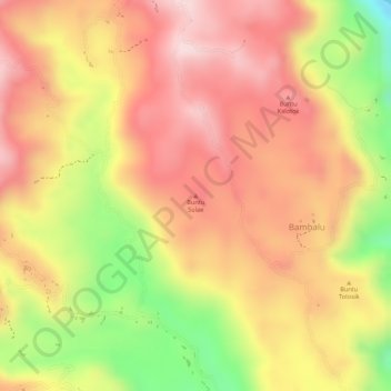 Mapa topográfico Buntu Sulae, altitude, relevo