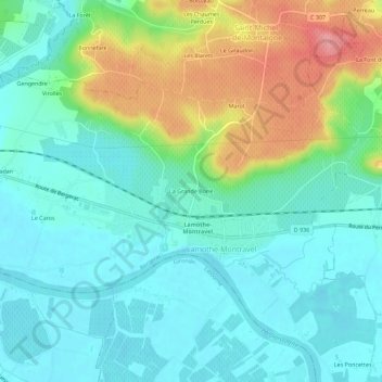 Mapa topográfico La Grande Borie, altitude, relevo