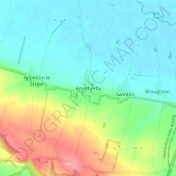 Mapa topográfico Amotherby, altitude, relevo