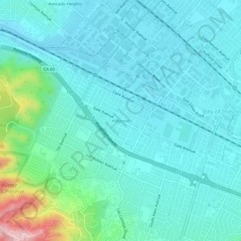 Mapa topográfico Hillgrove, altitude, relevo