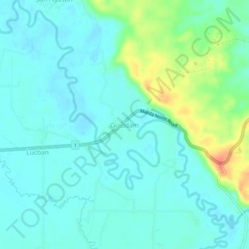 Mapa topográfico Guiddam, altitude, relevo