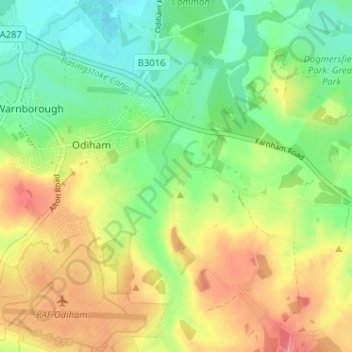 Mapa topográfico Hillside, altitude, relevo
