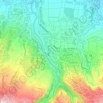 Mapa topográfico La Rivière des Pluies, altitude, relevo