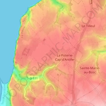 Mapa topográfico Le Presbytère, altitude, relevo
