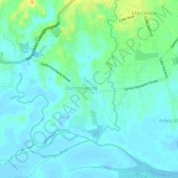 Mapa topográfico Zambowood, altitude, relevo