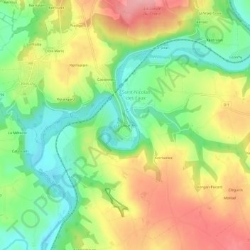Mapa topográfico La Couarde, altitude, relevo