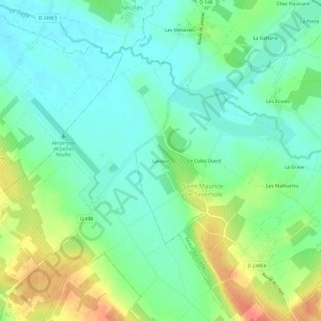 Mapa topográfico Lavaud, altitude, relevo