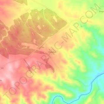 Mapa topográfico Penedos, altitude, relevo