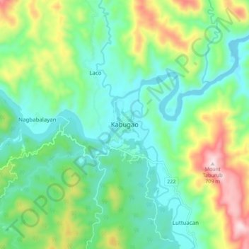 Mapa topográfico Kabugao, altitude, relevo