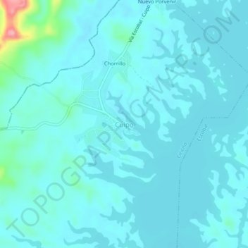 Mapa topográfico Cuipo, altitude, relevo