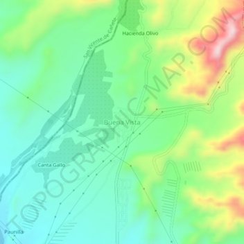 Mapa topográfico Buena Vista, altitude, relevo