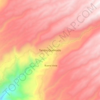 Mapa topográfico Tambo Quemado, altitude, relevo