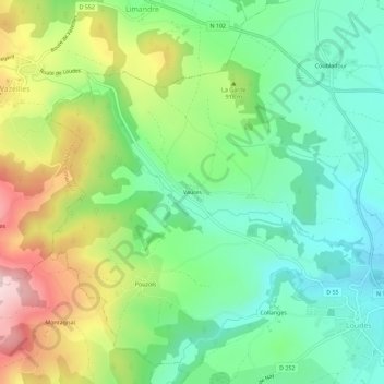 Mapa topográfico Vaures, altitude, relevo