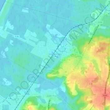 Mapa topográfico Leus Cases dou Lac, altitude, relevo