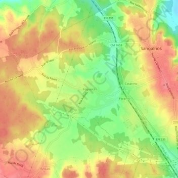Mapa topográfico Fogueira, altitude, relevo