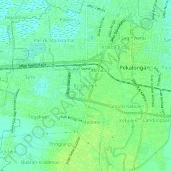 Mapa topográfico Podosugih, altitude, relevo