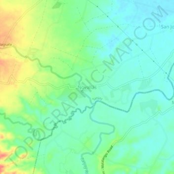 Mapa topográfico Novallas, altitude, relevo