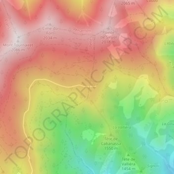 Mapa topográfico Les Granges de la Brasque, altitude, relevo