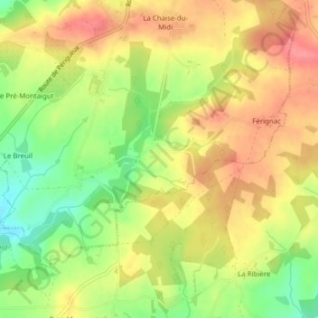 Mapa topográfico Archayaux, altitude, relevo