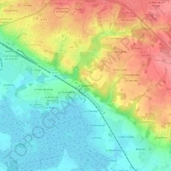 Mapa topográfico La Goupillière, altitude, relevo