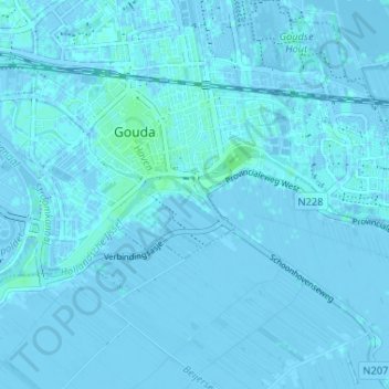 Mapa topográfico Stolwijkersluis, altitude, relevo