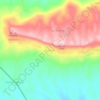 Mapa topográfico El Guay, altitude, relevo