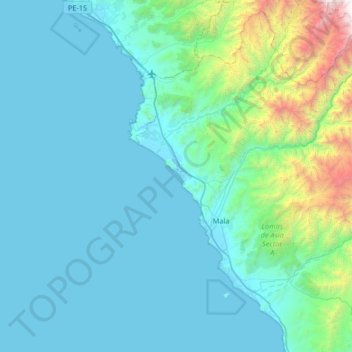 Mapa topográfico Las Tres Marías, altitude, relevo