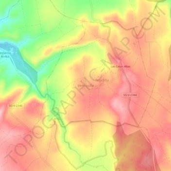 Mapa topográfico Ventosilla, altitude, relevo