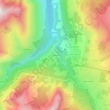 Mapa topográfico Le Chatelard, altitude, relevo
