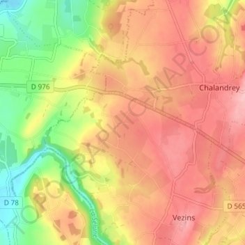 Mapa topográfico La Vincendière, altitude, relevo
