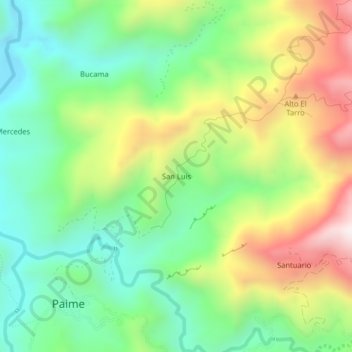 Mapa topográfico San Luis, altitude, relevo