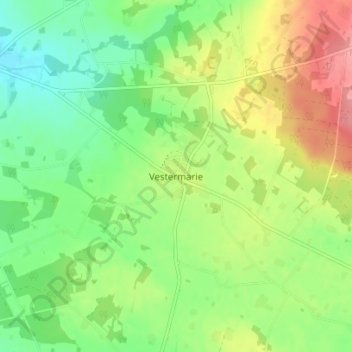 Mapa topográfico Vestermarie, altitude, relevo