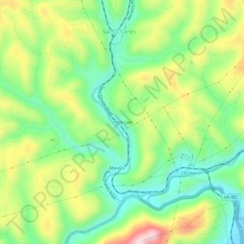 Mapa topográfico Penn Lee, altitude, relevo