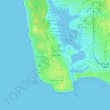 Mapa topográfico Les Marchais, altitude, relevo