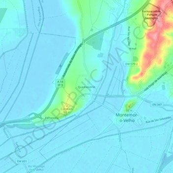 Mapa topográfico Quinhendros, altitude, relevo