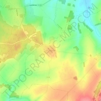 Mapa topográfico Le Chatelier, altitude, relevo