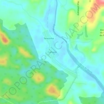 Mapa topográfico Cachaço, altitude, relevo