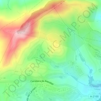 Mapa topográfico Cerro Gaspar, altitude, relevo