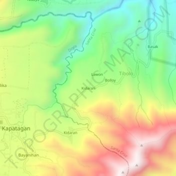 Mapa topográfico Kidaran, altitude, relevo