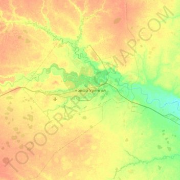 Mapa topográfico Novy Urengoy, altitude, relevo