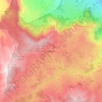 Mapa topográfico Jericó, altitude, relevo