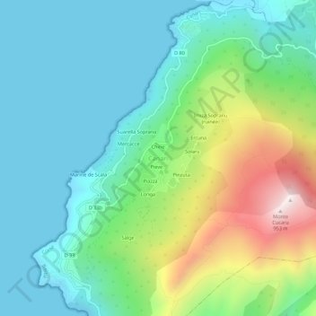 Mapa topográfico Canari, altitude, relevo