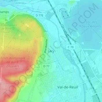 Mapa topográfico Léry, altitude, relevo