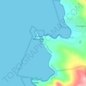 Mapa topográfico Puerto Cruz Grande, altitude, relevo
