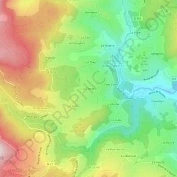 Mapa topográfico La Chaize, altitude, relevo