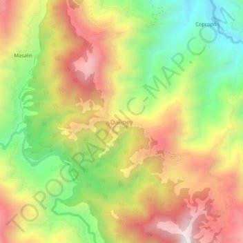 Mapa topográfico Dalipey, altitude, relevo
