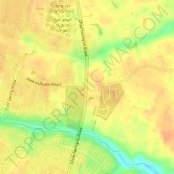 Mapa topográfico Pearsons Corner, altitude, relevo