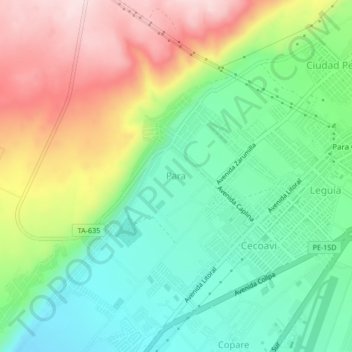 Mapa topográfico Para, altitude, relevo