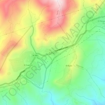 Mapa topográfico El Bujeo, altitude, relevo