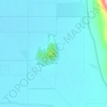 Mapa topográfico Bacon Hill, altitude, relevo